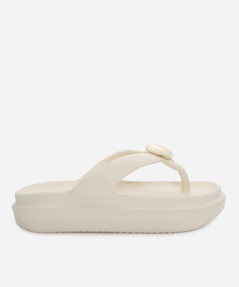 chinelo flip flop com fivela off white