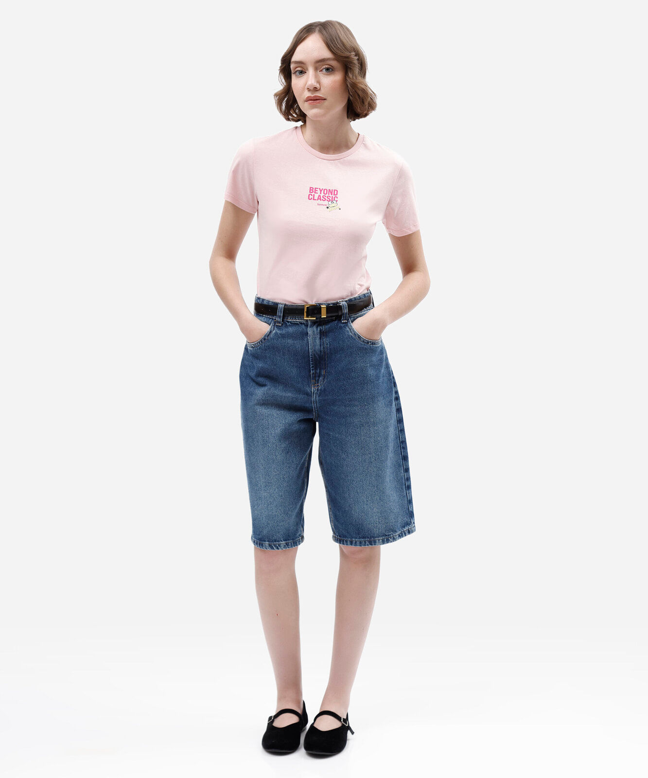 camiseta feminina de algodão manga curta keroppi rosa