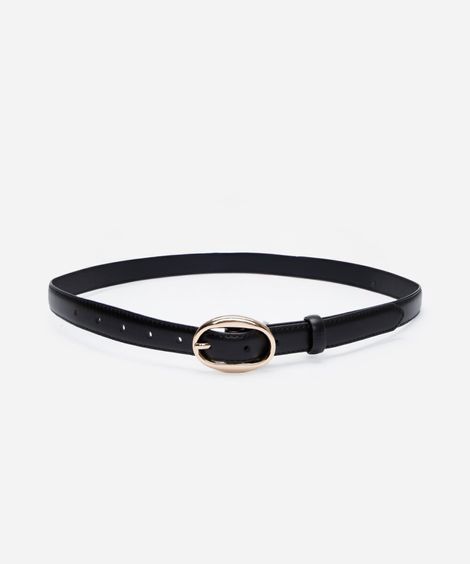 cinto fino com fivela oval preto