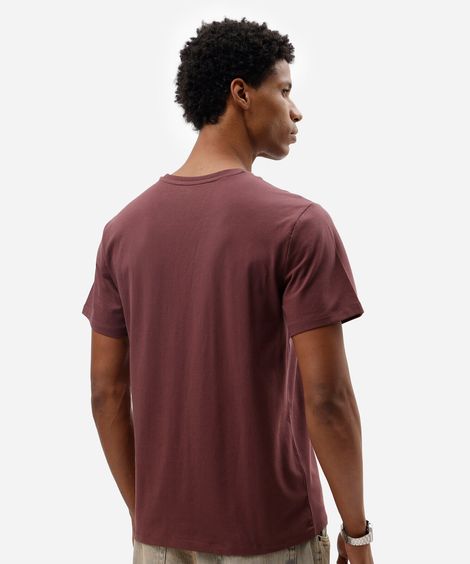 camiseta slim masculina de algodão vinho