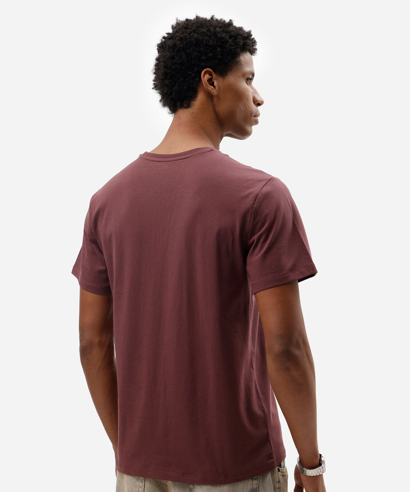camiseta slim masculina de algodão vinho