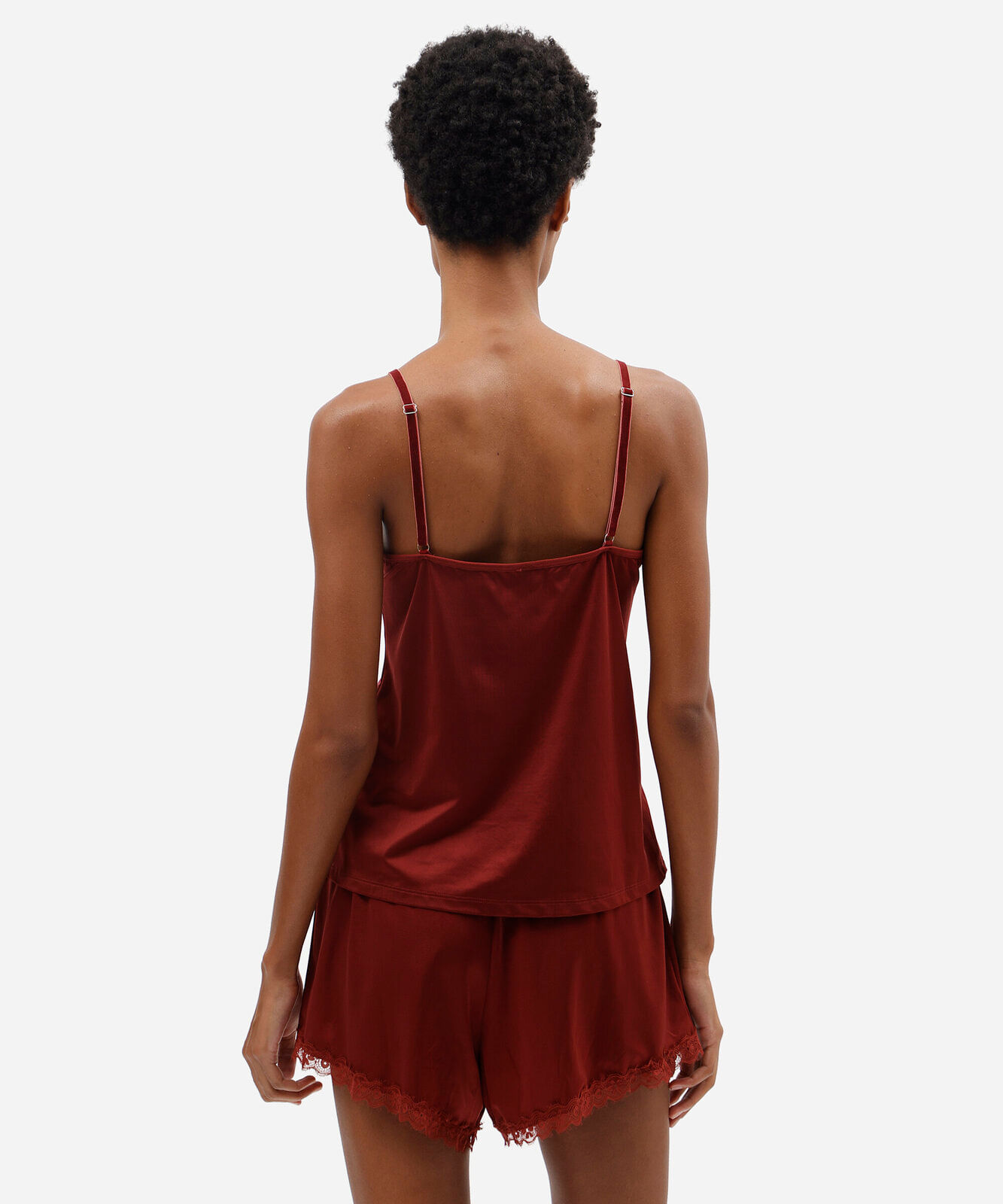 pijama short doll feminino com renda vinho