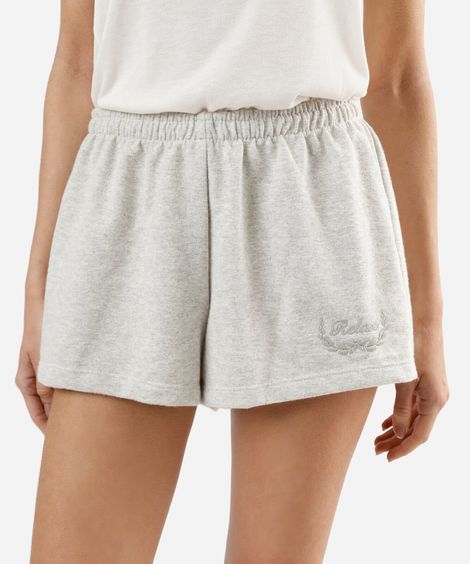 short de pijama avulso feminino cós elástico cinza