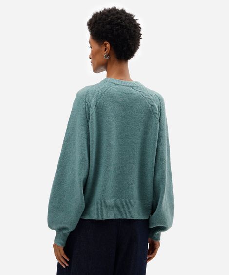 suéter feminino de tricot texturizado verde