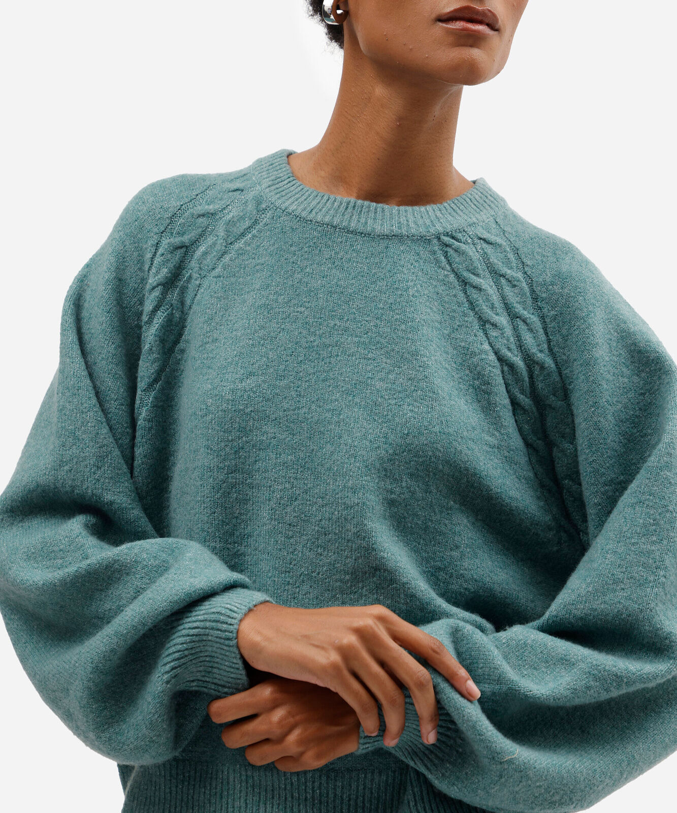 suéter feminino de tricot texturizado verde