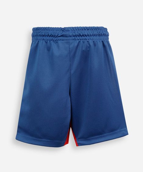 short esportivo infantil com recorte barcelona azul