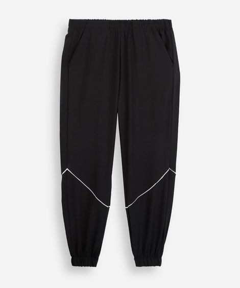 calça jogger infantil esportiva com nervuras preta