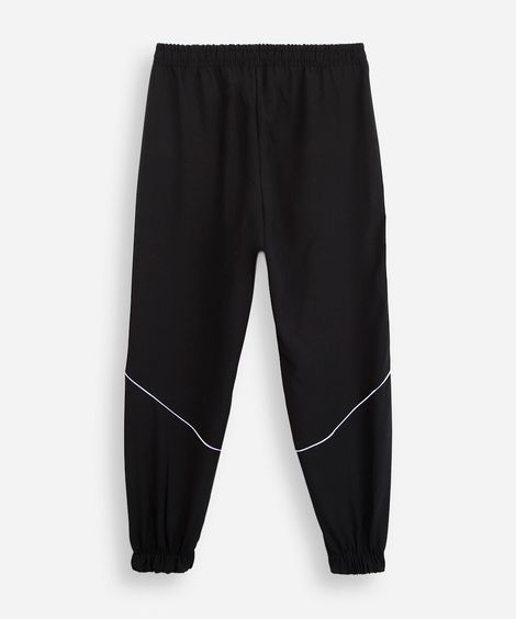 calça jogger infantil esportiva com nervuras preta