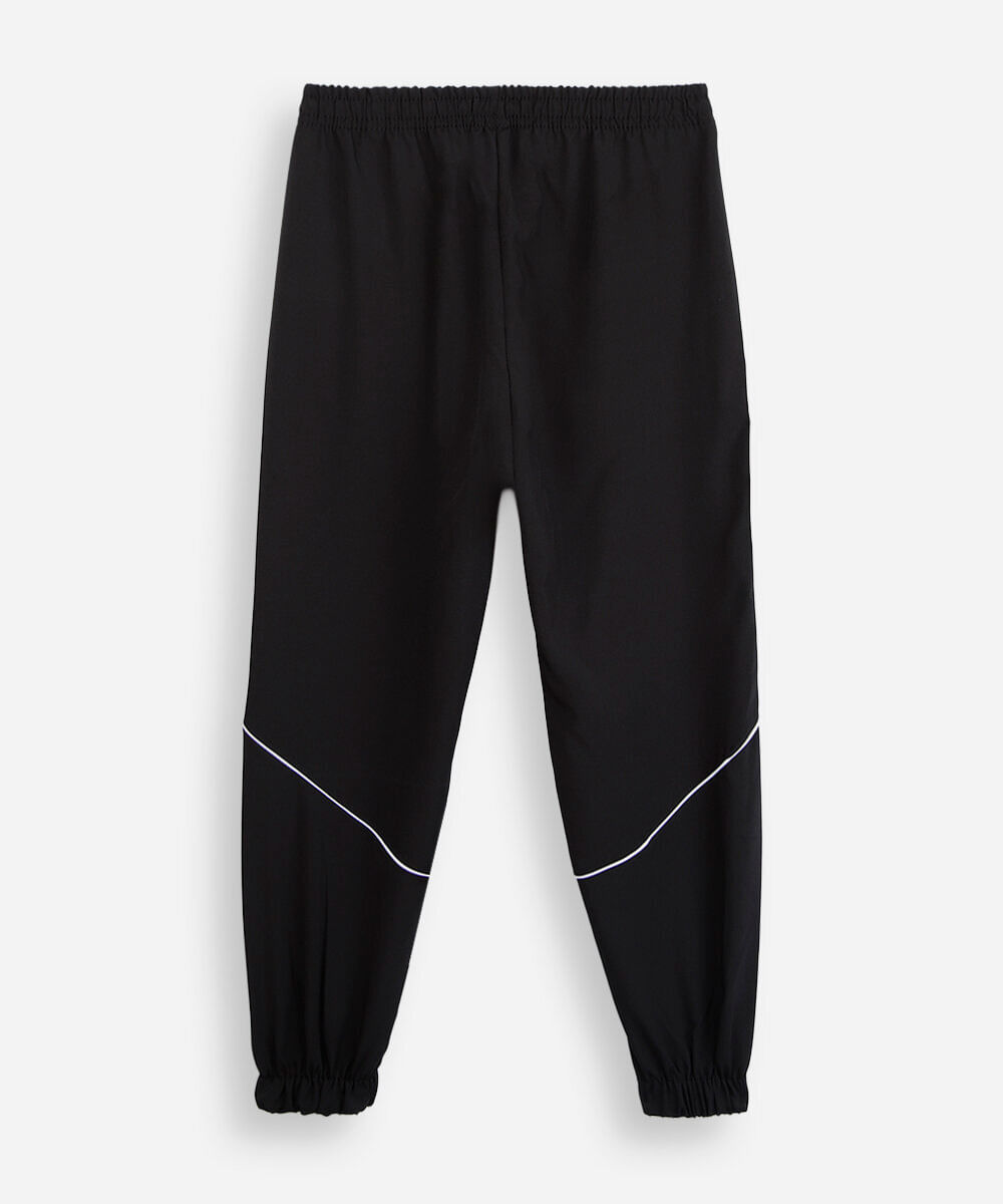 calça jogger infantil esportiva com nervuras preta