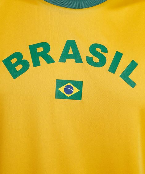 camiseta esportiva juvenil manga curta brasil amarela