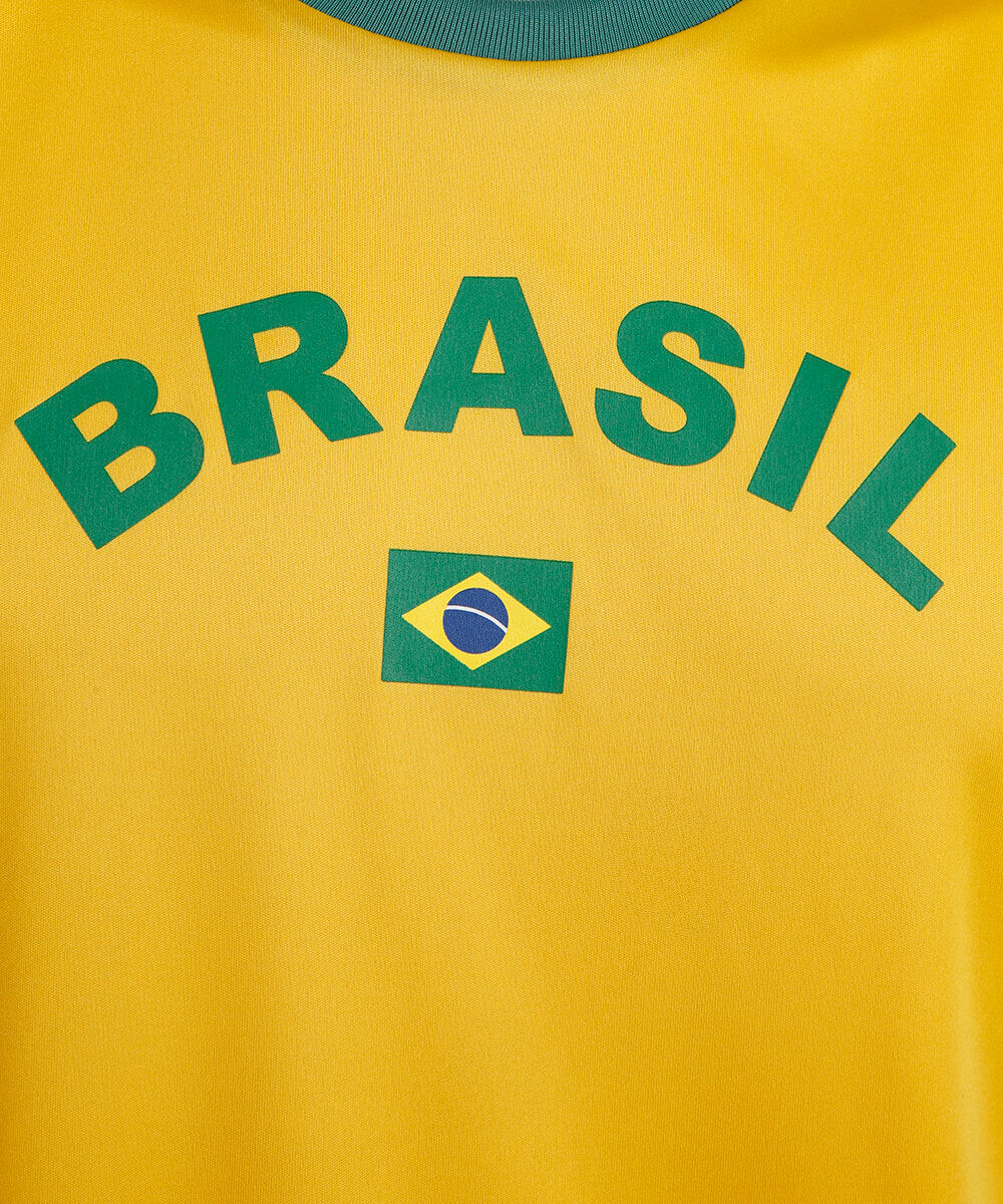 camiseta esportiva juvenil manga curta brasil amarela