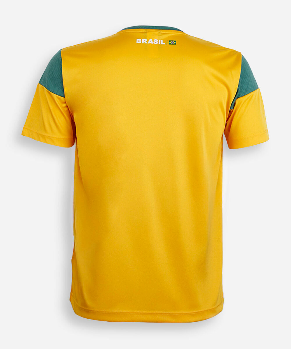 camiseta esportiva juvenil manga curta brasil amarela