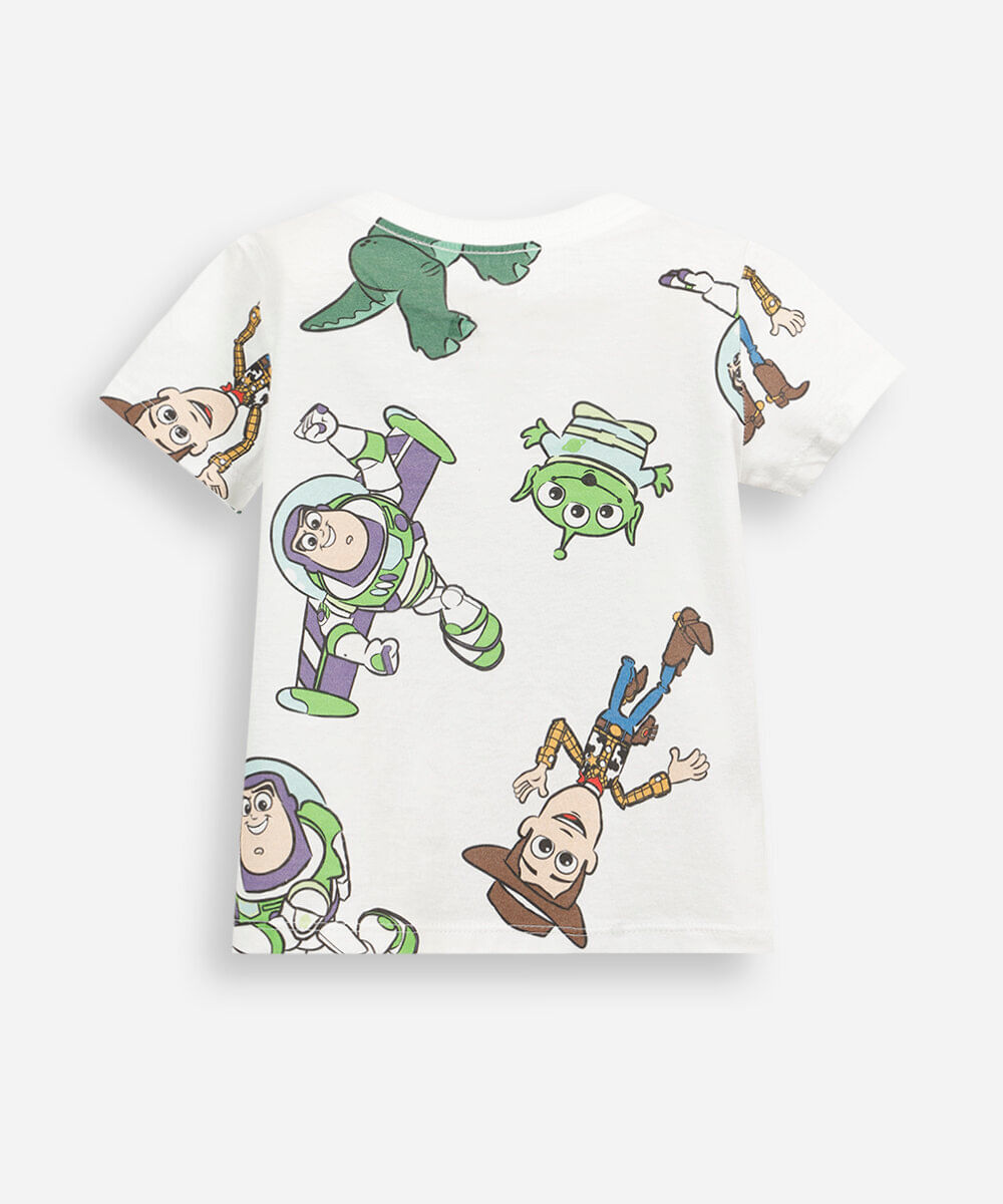 kit de 3 camisetas infantil de algodão manga curta toy story colorido