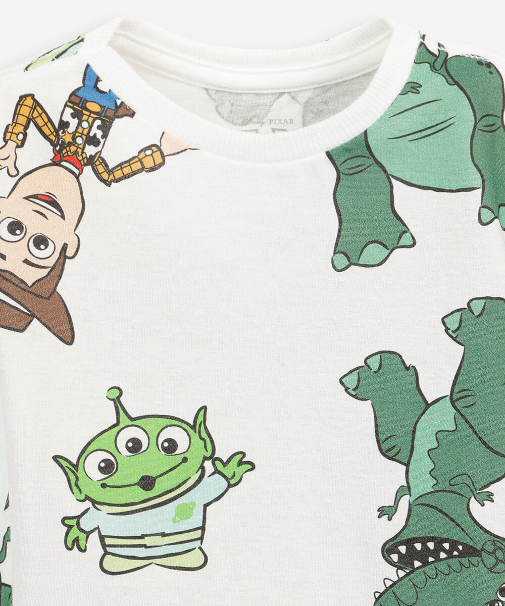 kit de 3 camisetas infantil de algodão manga curta toy story colorido