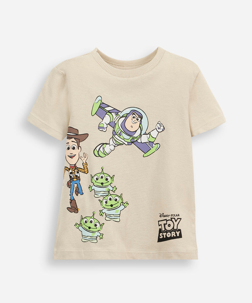 kit de 3 camisetas infantil de algodão manga curta toy story colorido