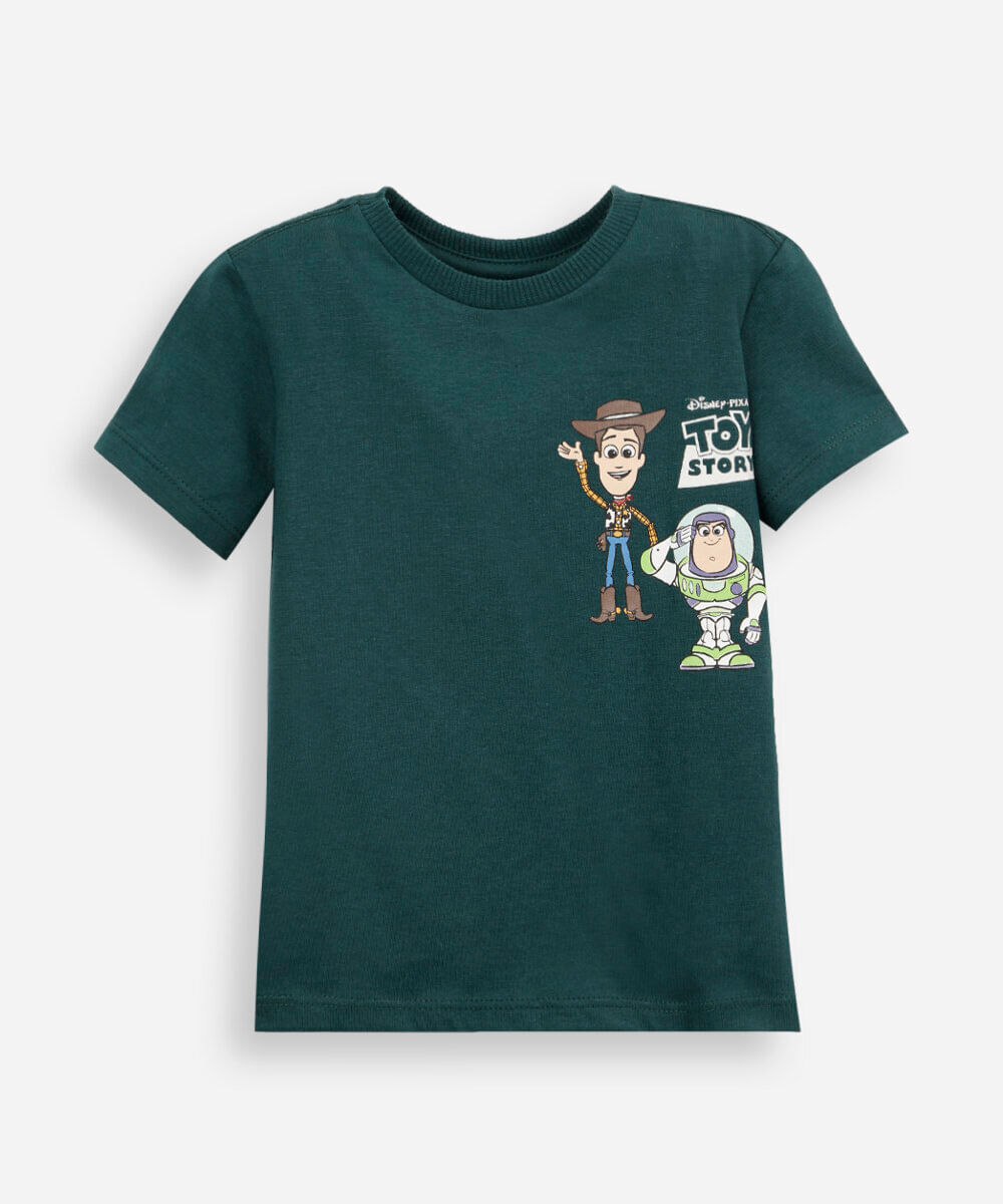 kit de 3 camisetas infantil de algodão manga curta toy story colorido