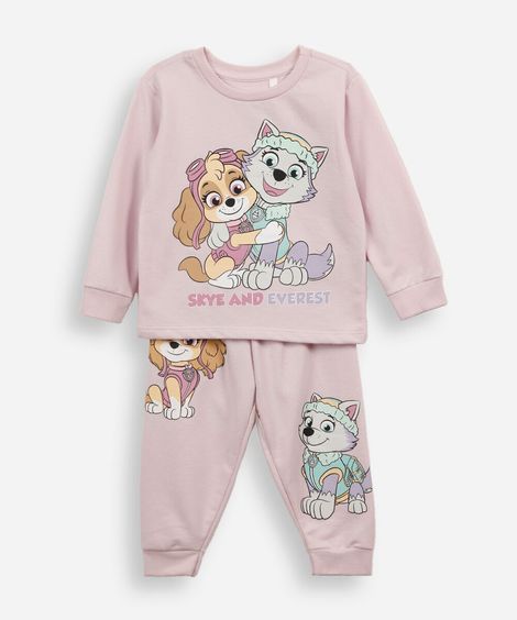 pijama longo infantil patrulha canina rosa