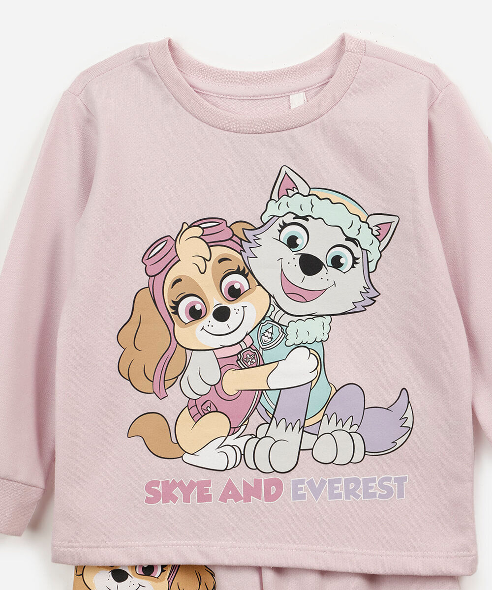 pijama longo infantil patrulha canina rosa