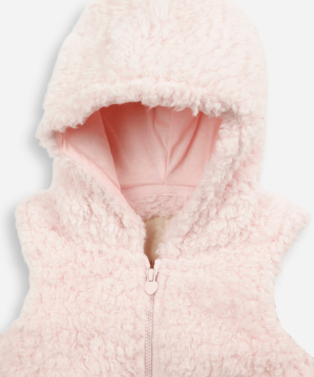 conjunto longo infantil com capuz rosa