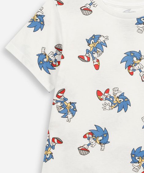 pijama curto infantil de algodão sonic off white