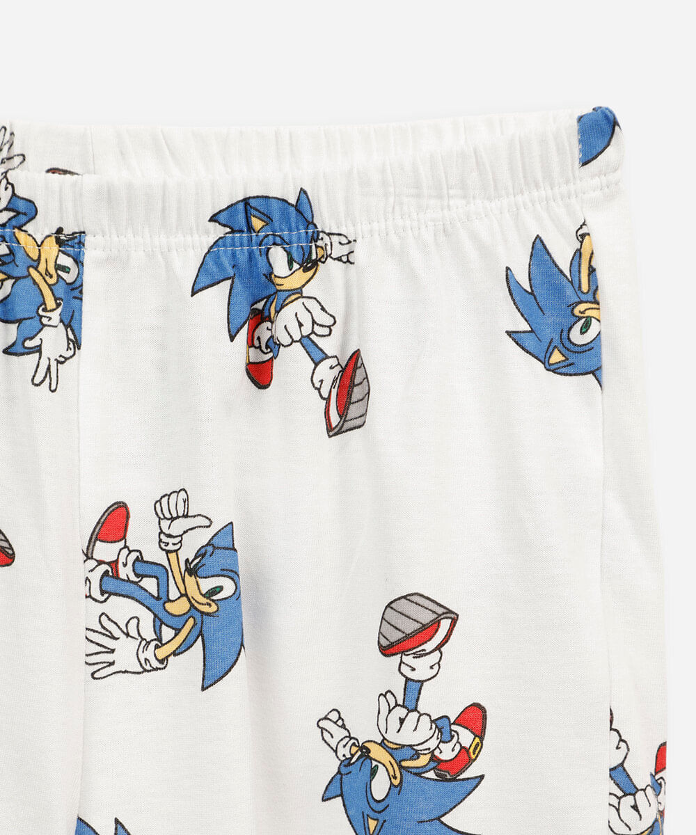 pijama curto infantil de algodão sonic off white