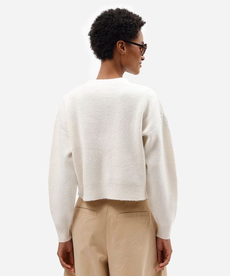 cardigan feminino de tricot canelado off white