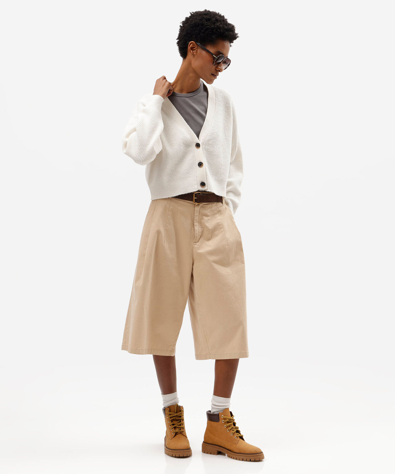 cardigan feminino de tricot canelado off white
