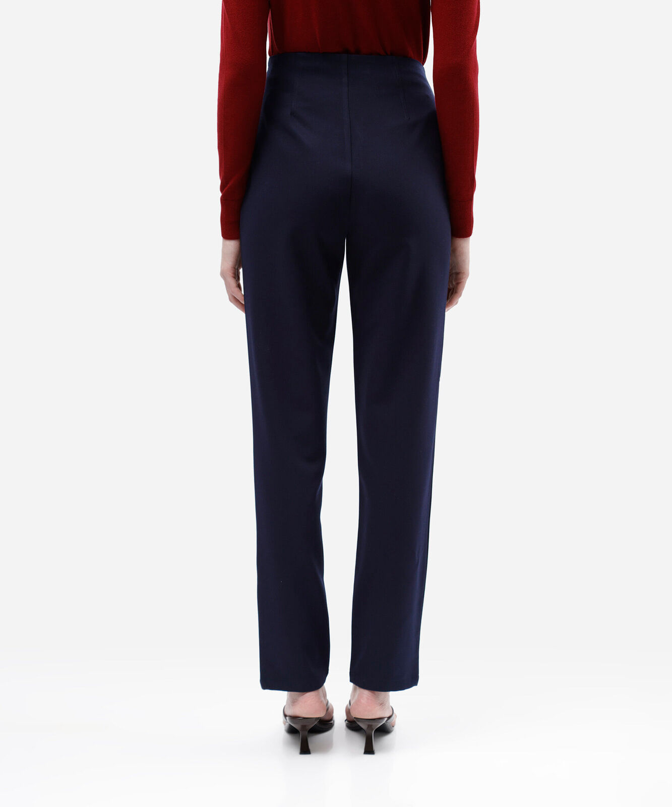 calça de alfaiataria feminina com pregas azul