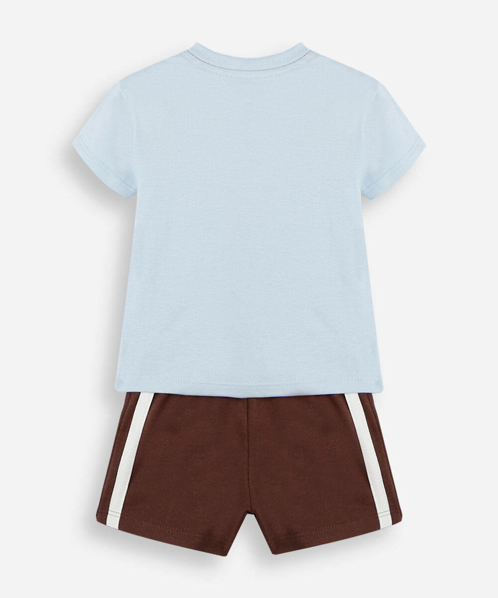 conjunto curto infantil de algodão estampado azul