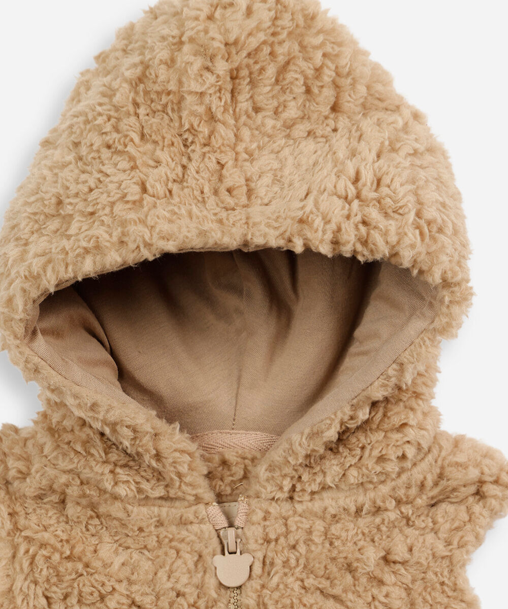 conjunto infantil com capuz bege