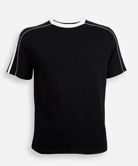 camiseta comfort juvenil manga curta bicolor preta