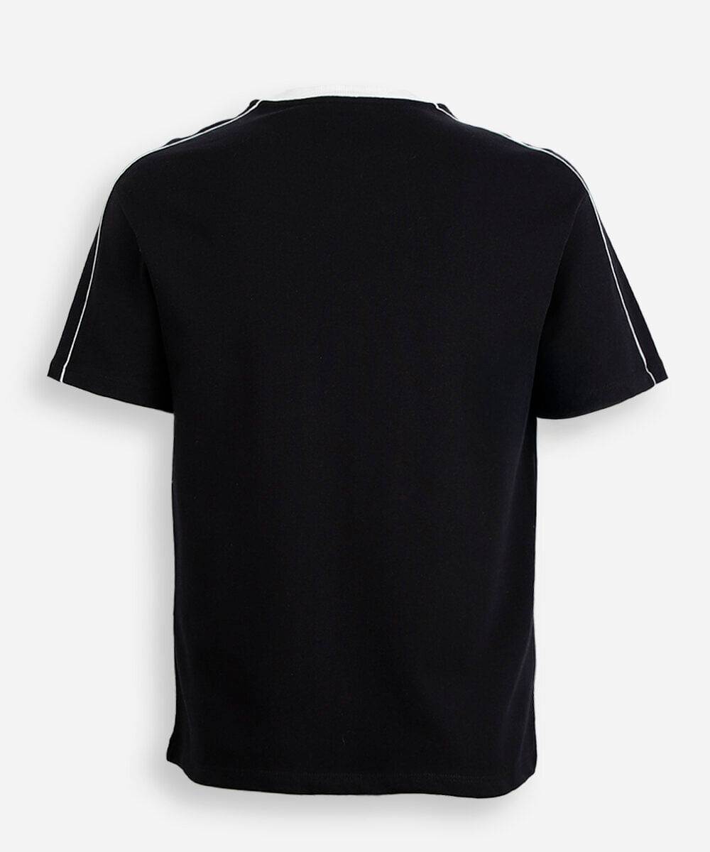 camiseta comfort juvenil manga curta bicolor preta