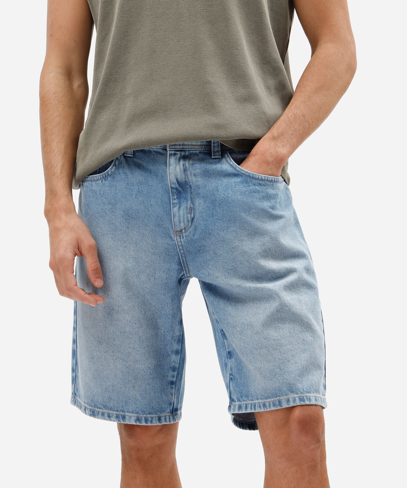 bermuda reta masculina jeans  azul