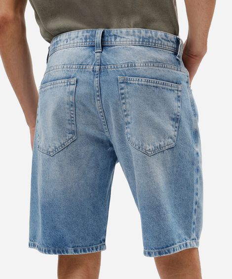 bermuda reta masculina jeans  azul