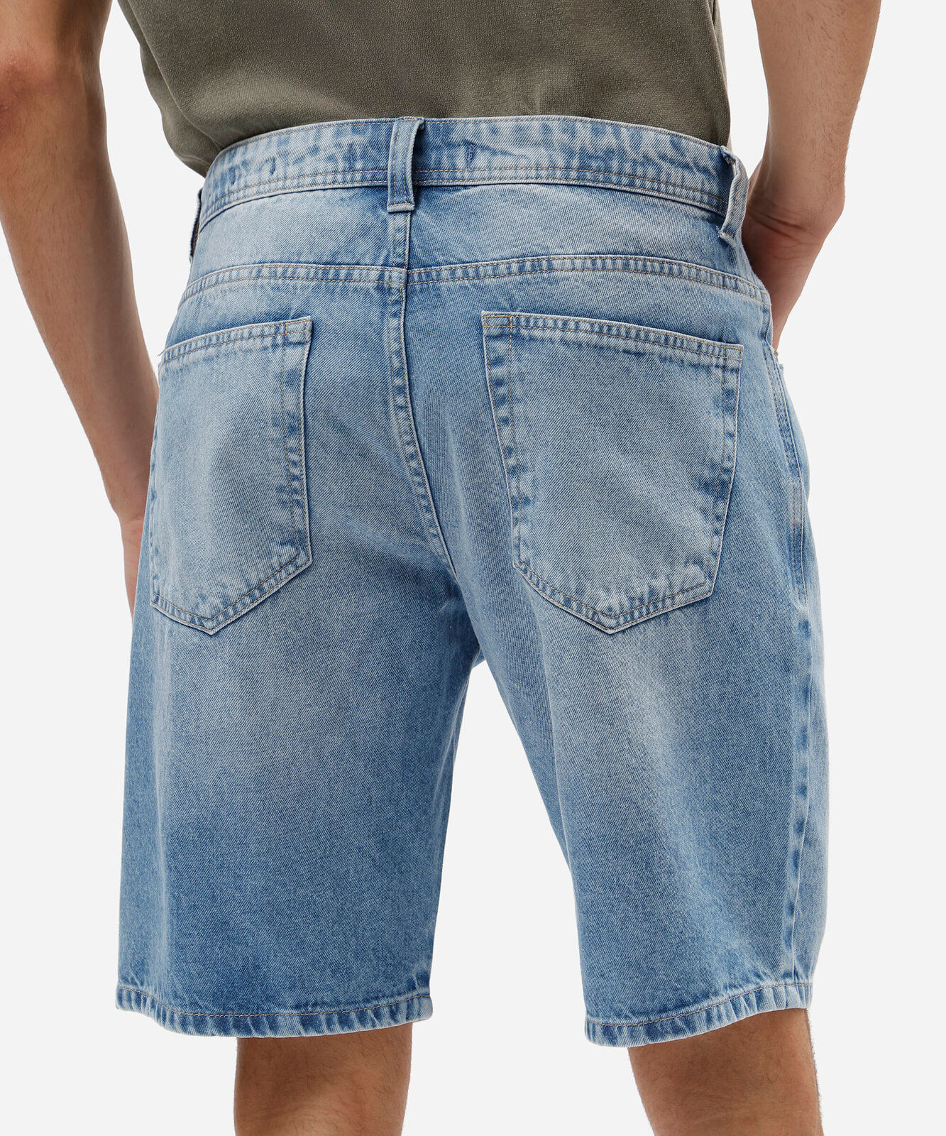 bermuda reta masculina jeans  azul