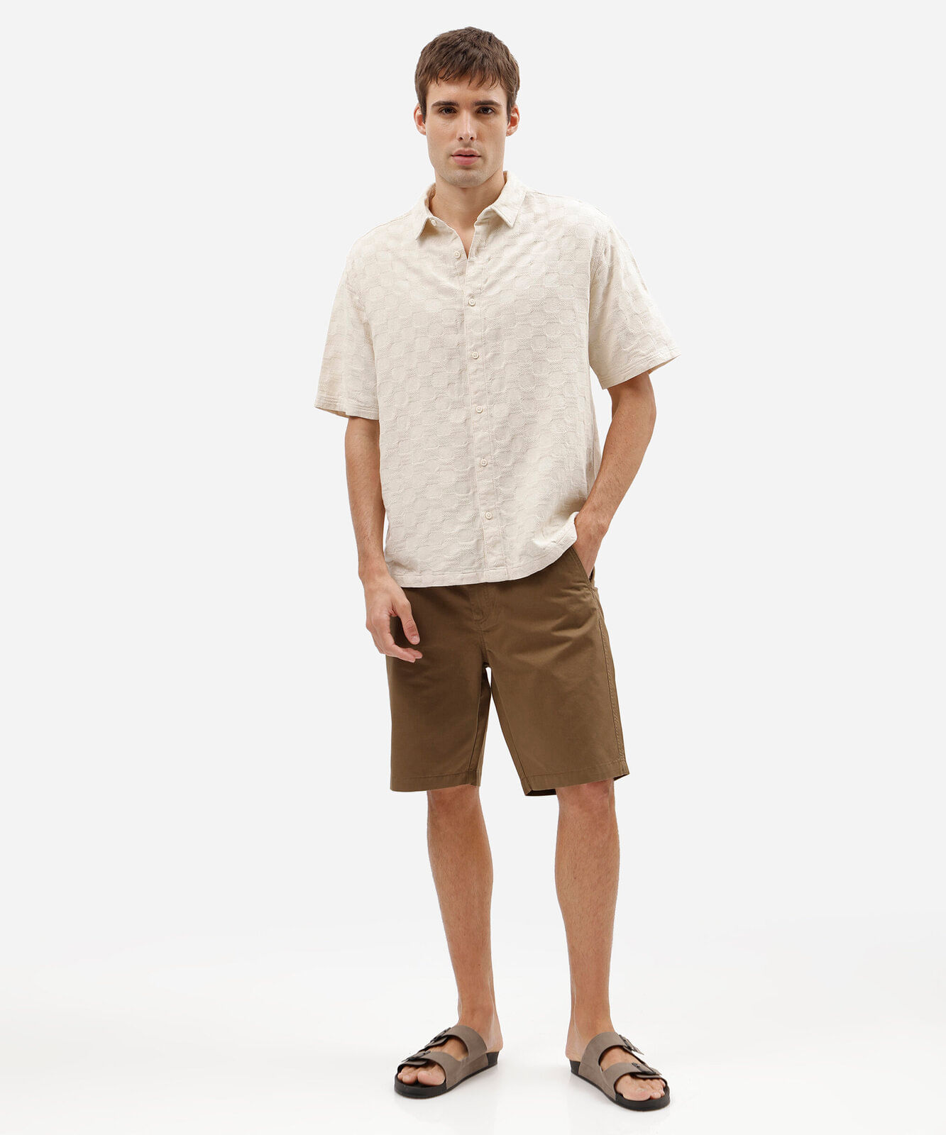 bermuda masculina reta chino marrom