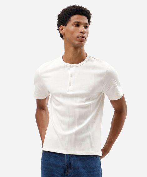 camiseta slim masculina canelada off white