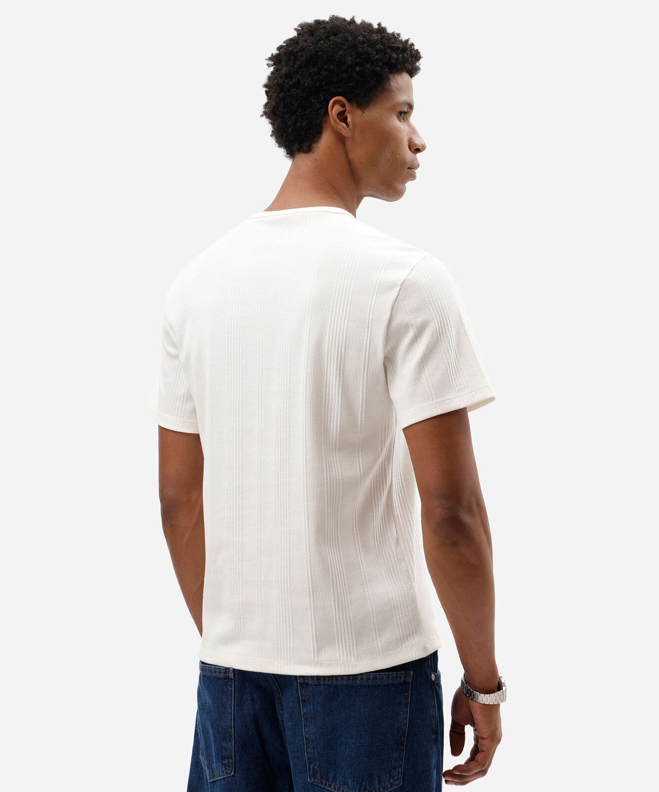 camiseta slim masculina canelada off white
