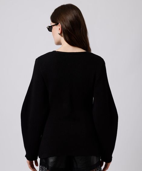 cardigan acinturado feminino de tricot mindset preto