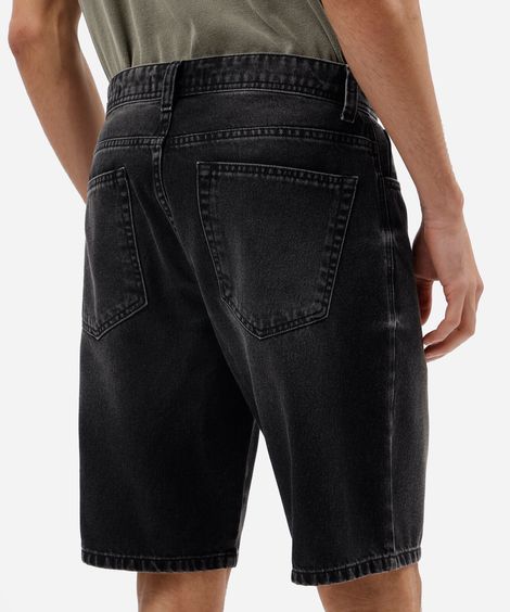 bermuda reta masculina jeans preta