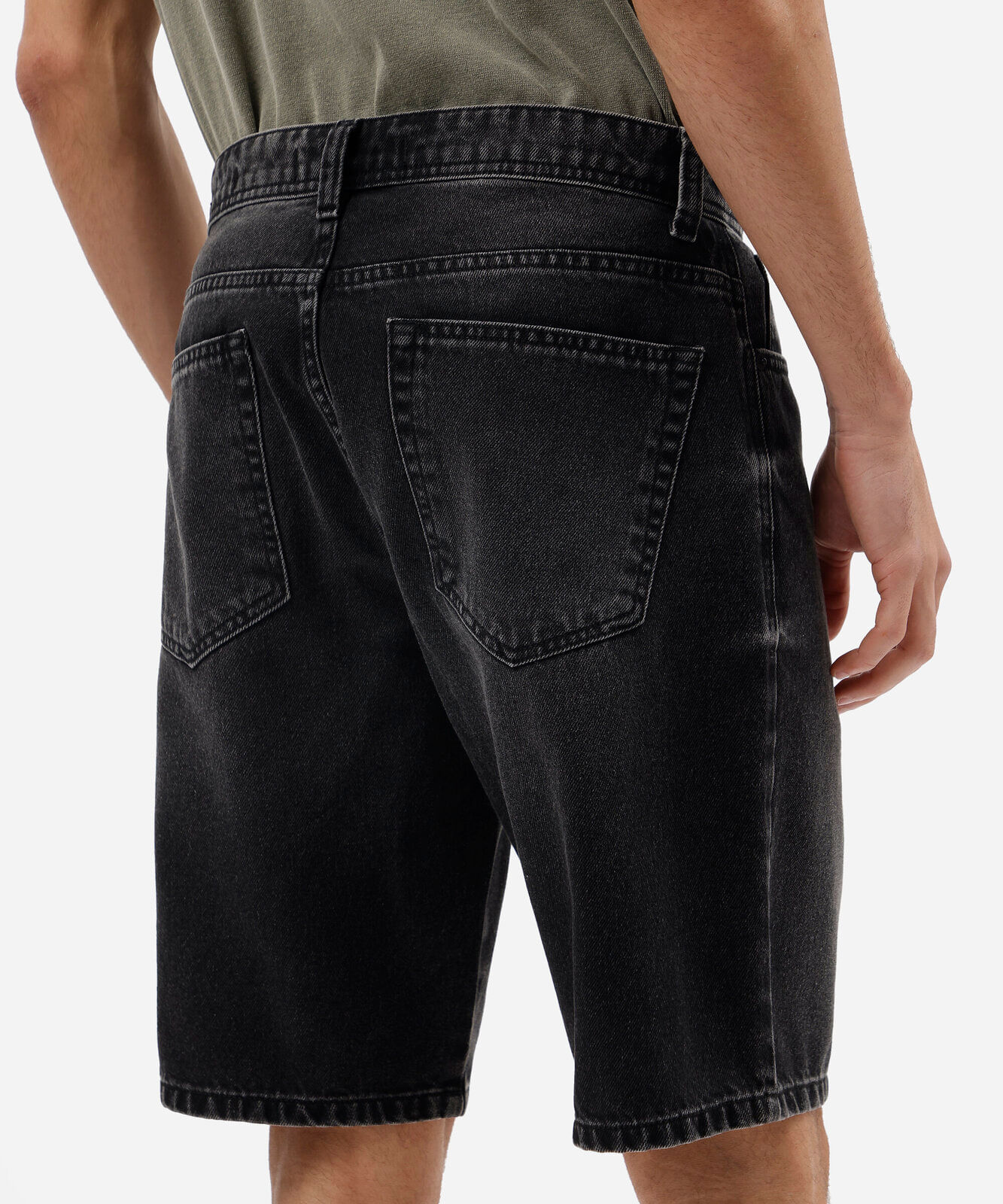 bermuda reta masculina jeans preta