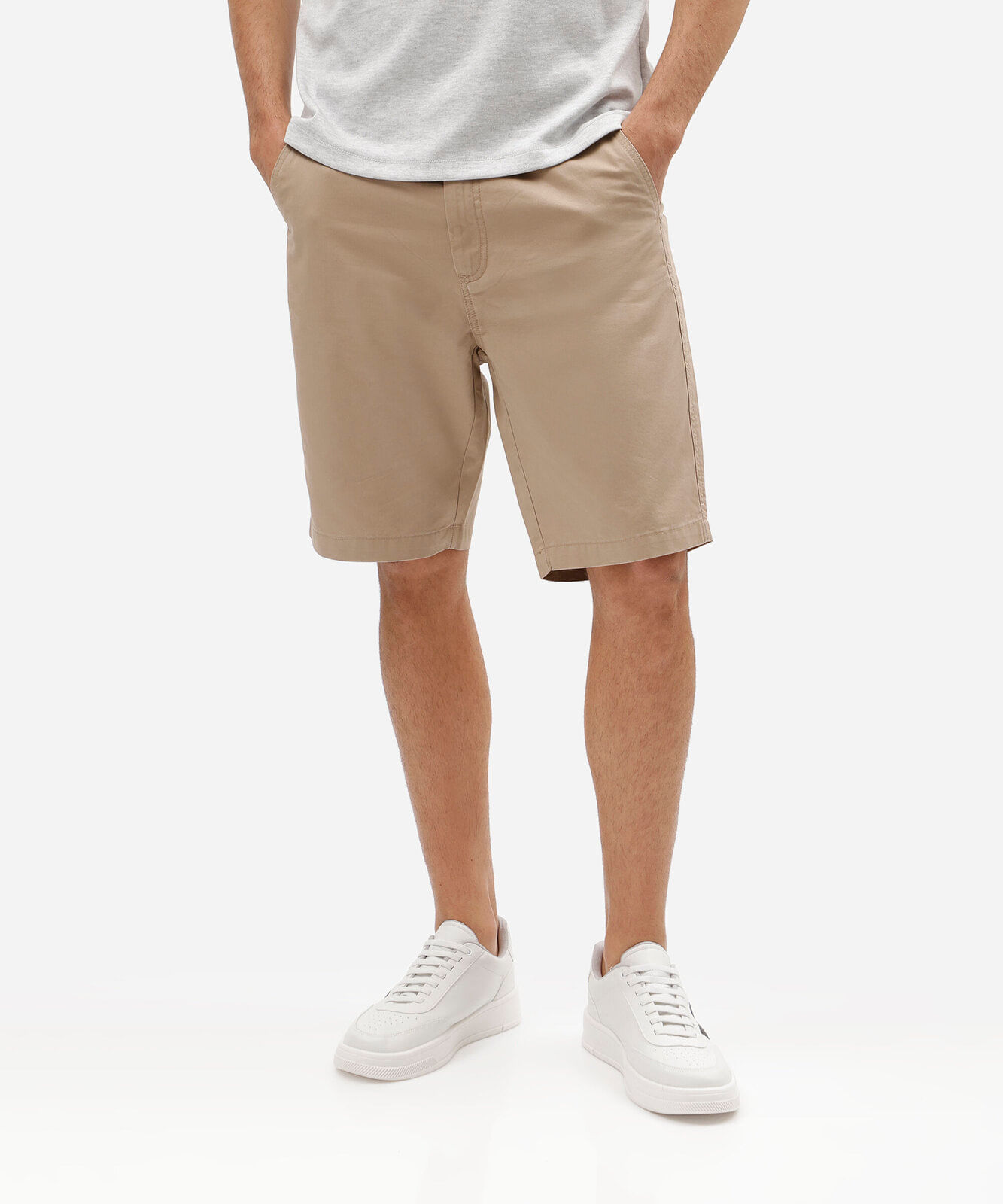 bermuda masculina reta chino bege