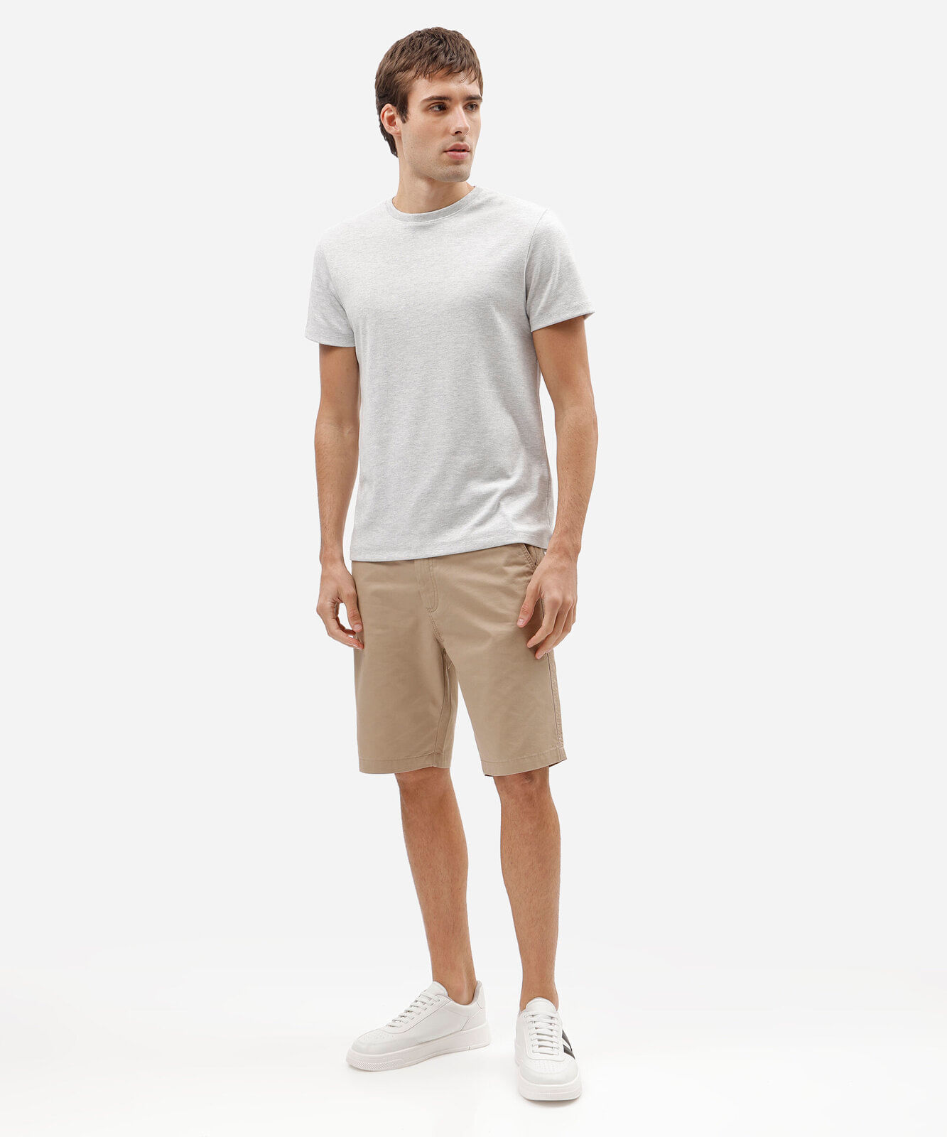 bermuda masculina reta chino bege