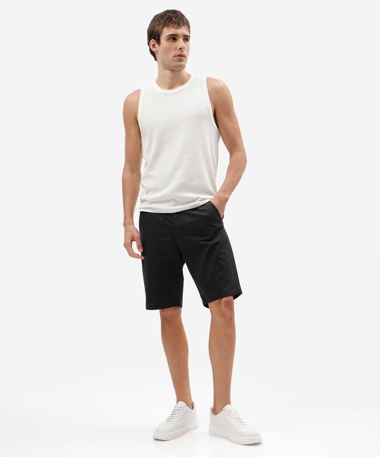 bermuda masculina reta chino preta