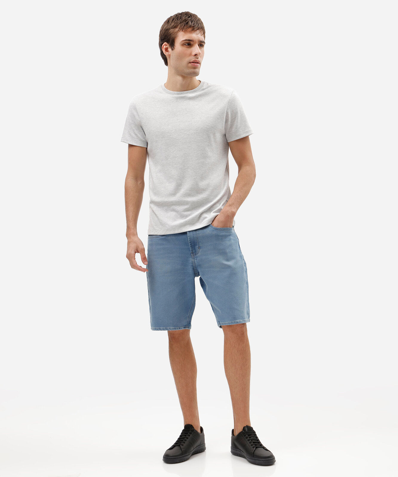 bermuda reta masculina comfort jeans azul