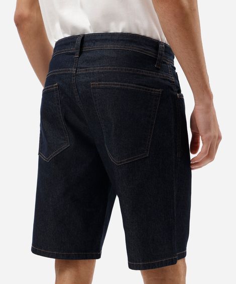 bermuda jeans reta azul escuro