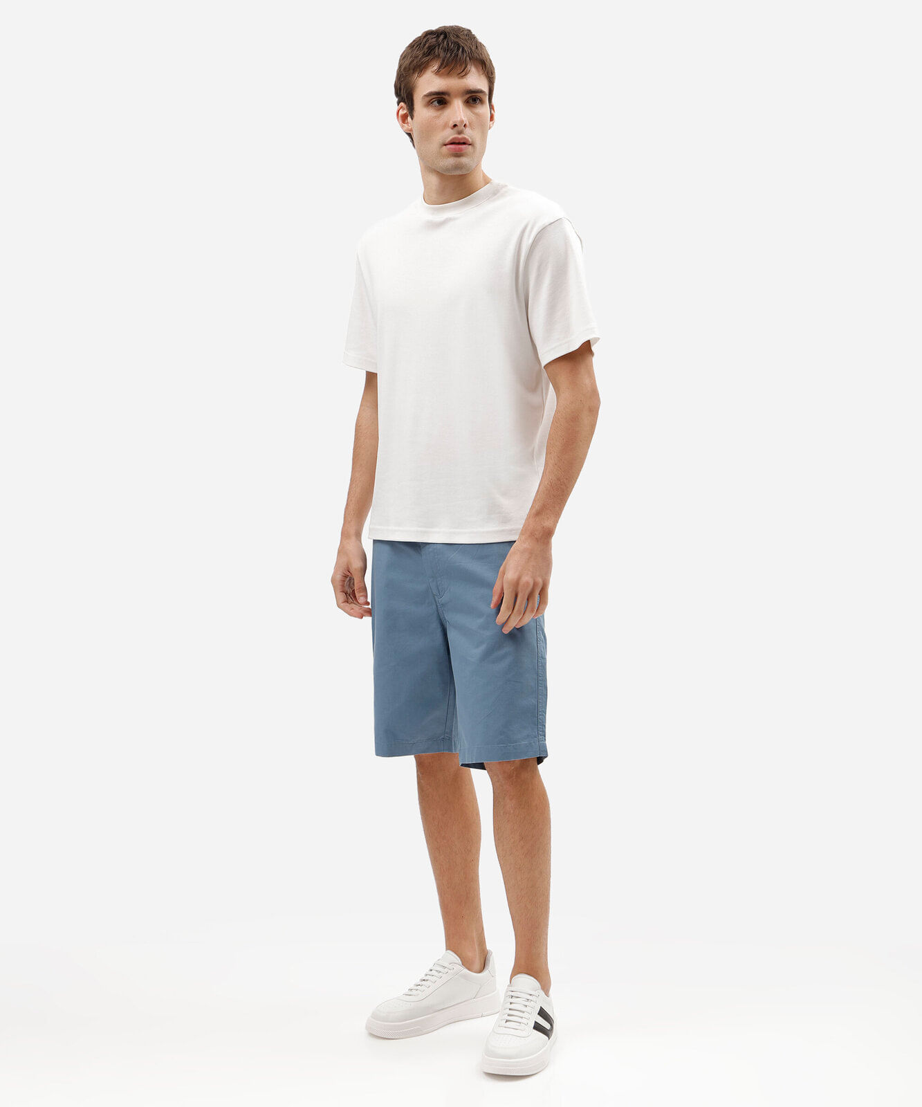 bermuda masculina reta chino azul