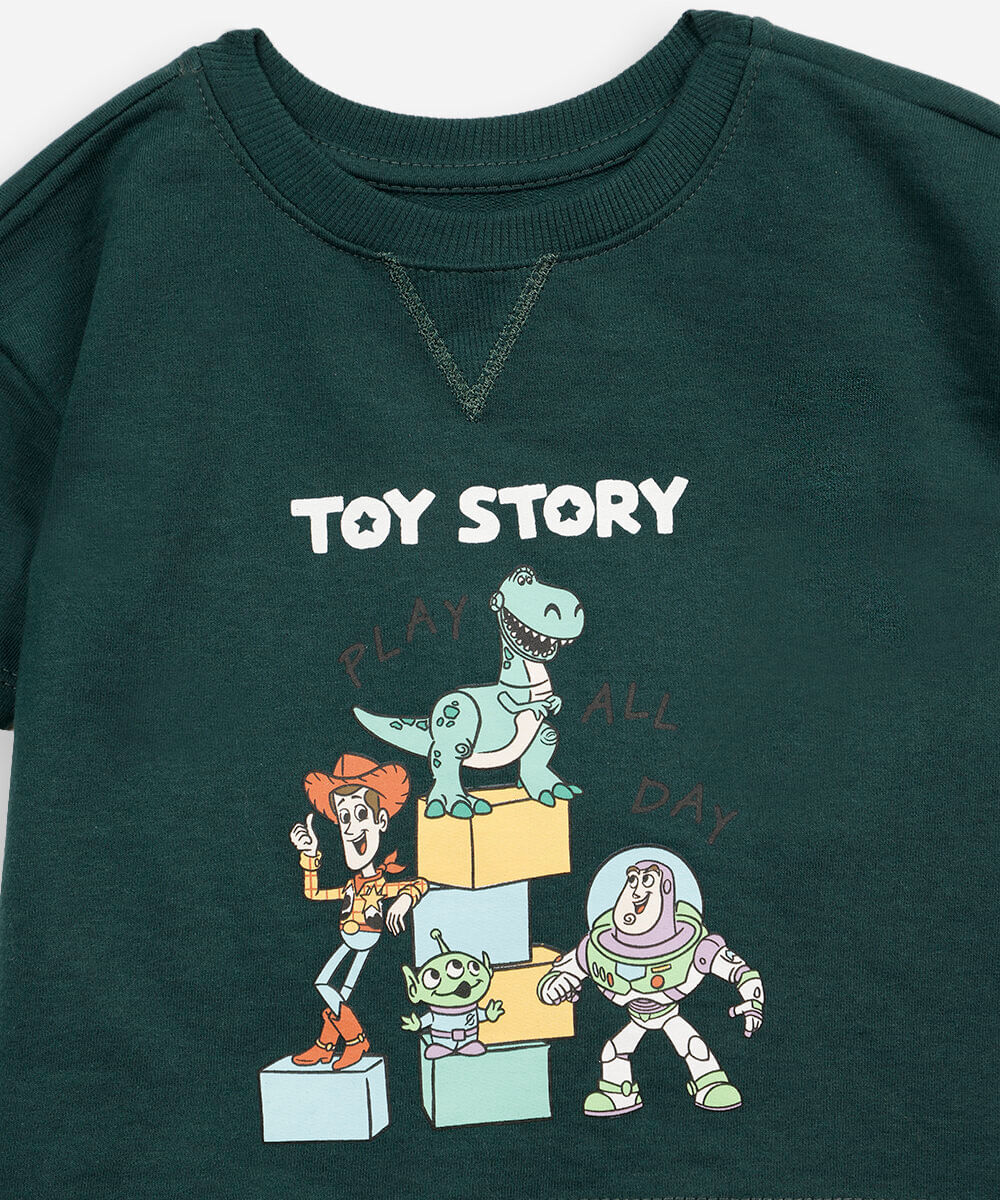 conjunto curto infantil de algodão manga curta toy story verde