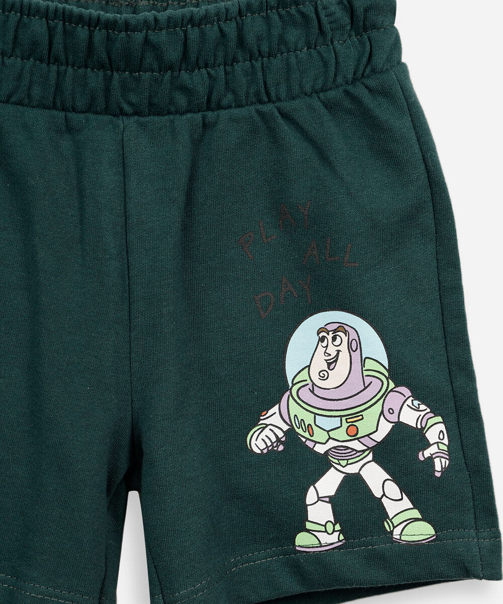 conjunto curto infantil de algodão manga curta toy story verde