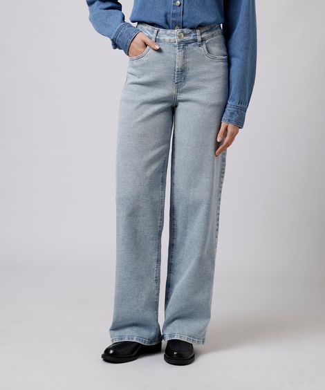 calça reta new york feminina jeans azul
